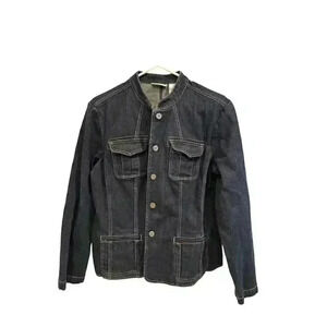 Chicos Platinum Jean Jacket Size 2, Pre-Owned